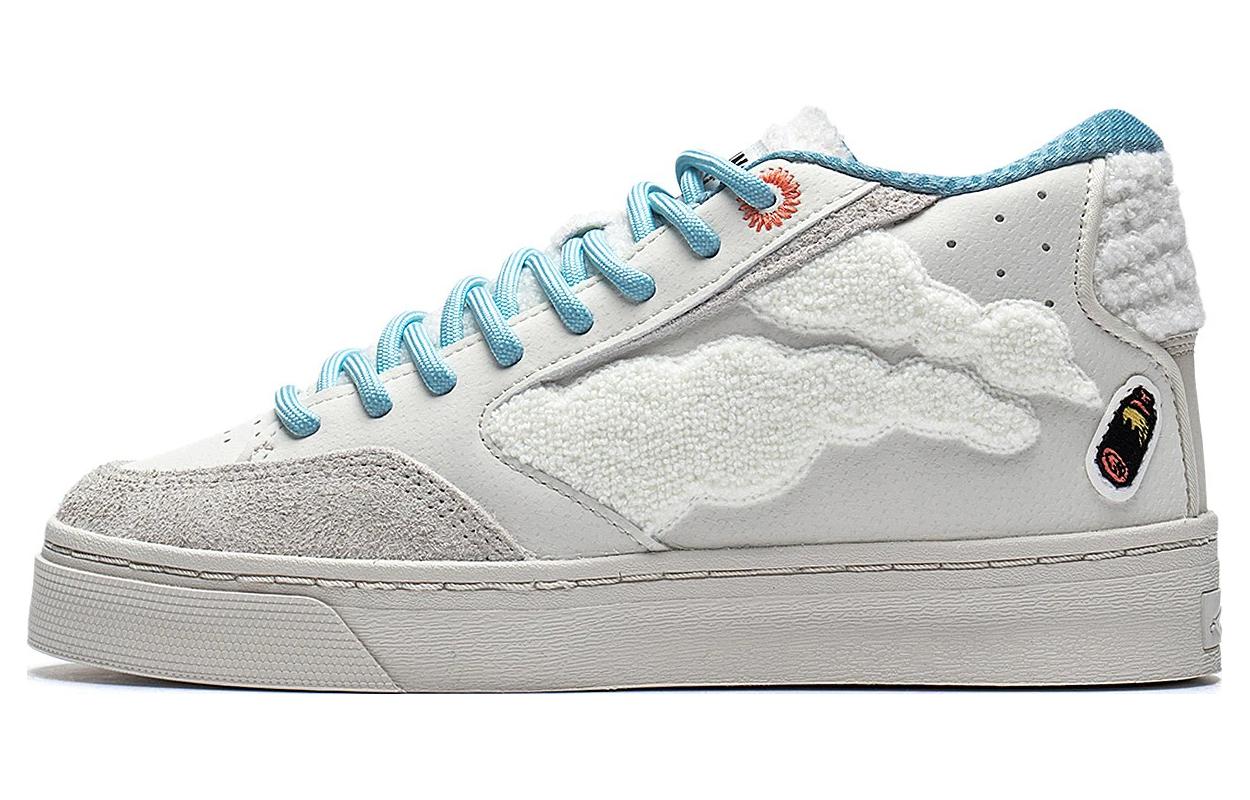 Pablo Ientile x Li Ning Wave 180 Abrasion Resistant Lightweight Cushioning Mid top Skateboard Shoes Women's Pearl White