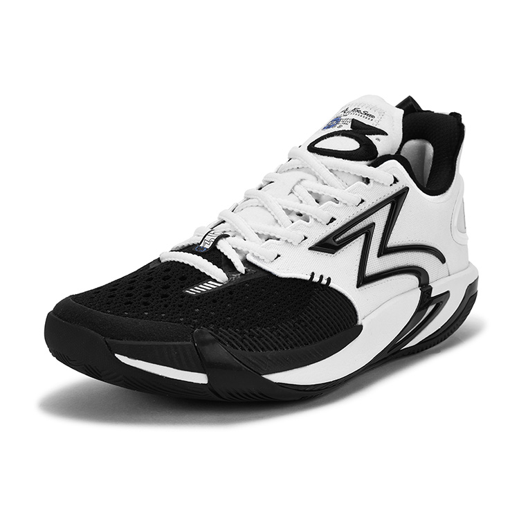 361° BIG3 6.0 Pro Cushioning Slip Resistant Support Mid top Basketball Shoes Unisex Black White