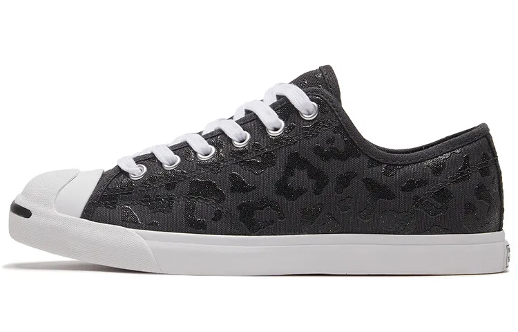 Converse Jack Purcell Lp Low Sole Trendy Retro Casual Sneakers 'Black White' Women's