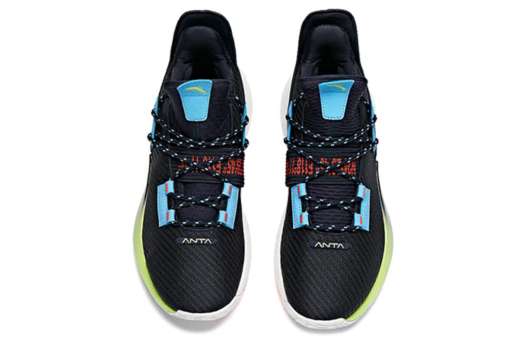 Anta Airspace 2 Cushioning Slip Resistant Abrasion Resistant Low top Basketball Shoes Men’s Blue Green
