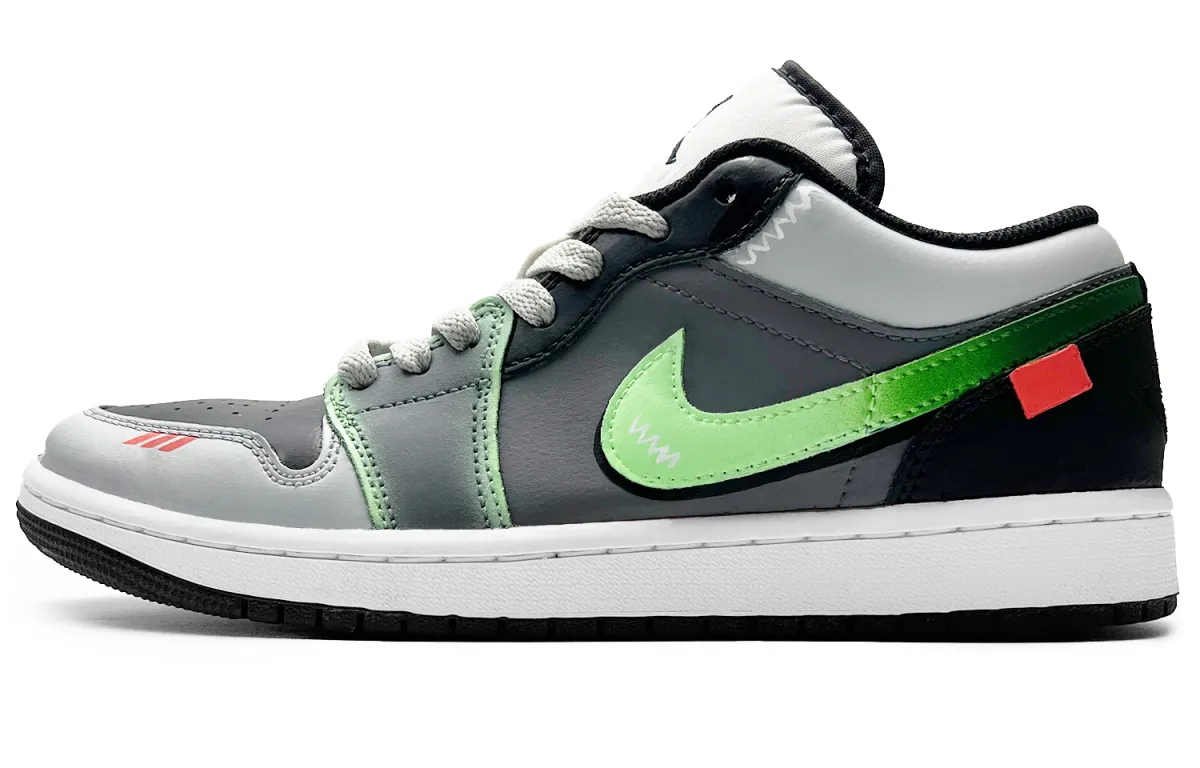 Jordan 1 Slip Resistant Abrasion Resistant Low top Vintage Basketball Shoes Men's Gray