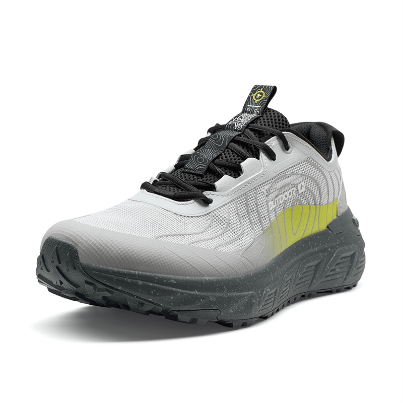 XTEP Open Country 1.0 Cushioning Abrasion Resistant Lightweight Low top Hiking Shoes Men’s Lunar Stone Gray Lime Green