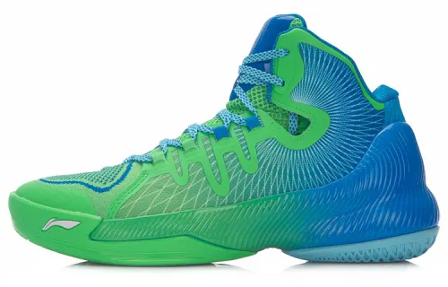 Li Ning Phantom Cushioning High top Basketball Shoes Unisex Green Blue