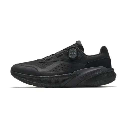 Anta Genuine Leather Knob Buckle Training Shoes Men's Basic Black