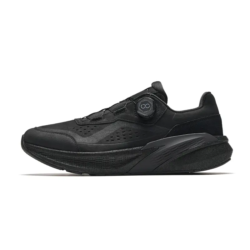 Anta Genuine Leather Knob Buckle Training Shoes Men's Basic Black