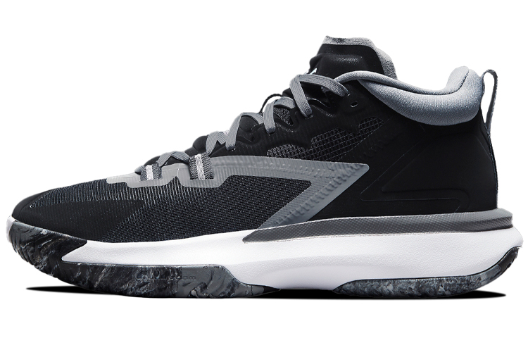 Air Jordan Zion 1 TB Zion shock-absorbing anti-slip wear-resistant wrapping support mid-top basketball shoes men's black and white gray