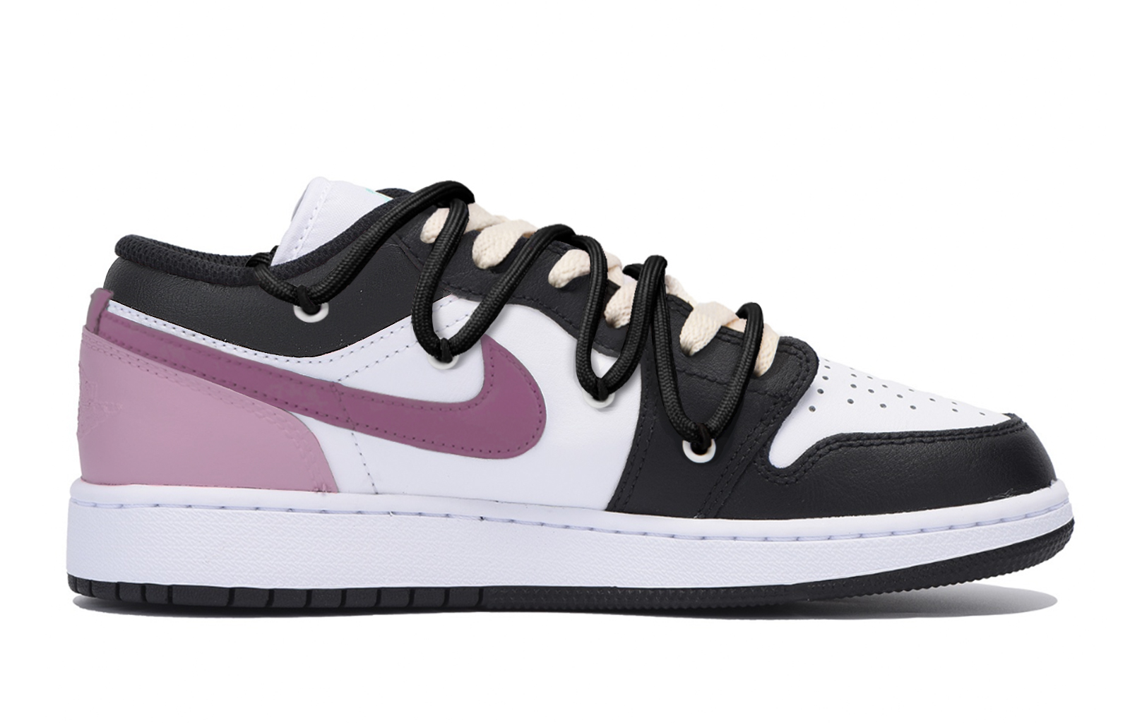 Jordan Air Jordan 1 Abrasion Resistant Slip Resistant Low top Vintage Basketball Shoes Men’s Black White Purple