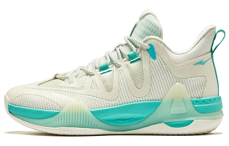 Erke Comfortable And Breathable Cushioning Slip Resistant High top Basketball Shoes Men’s Ivory White Fairy Fruit Green