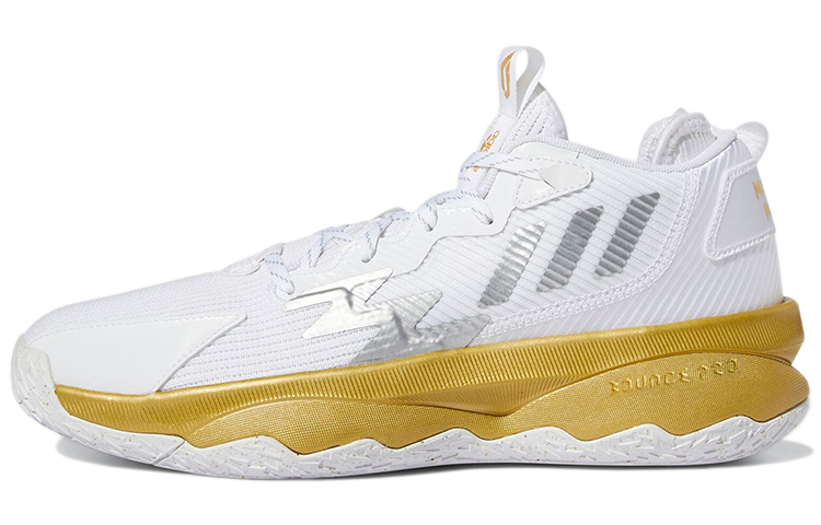 Adidas D lillard 8 \"Laheem The Dream\" Lillard 8 round toe lace-up fabric synthetic leather TPU shock-absorbing anti-slip wear-resistant wrapping support low-top practical basketball shoes men's platinum