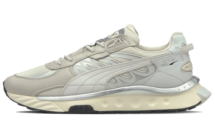 PUMA Wild Rider Low Top Running Shoes Ivory 'Gray Silver White'