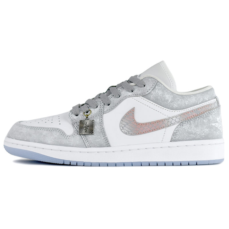 Jordan Air Jordan 1 Gray Starlight Whisper Slip Resistant Abrasion Resistant Low top Vintage Basketball Shoes Women’s