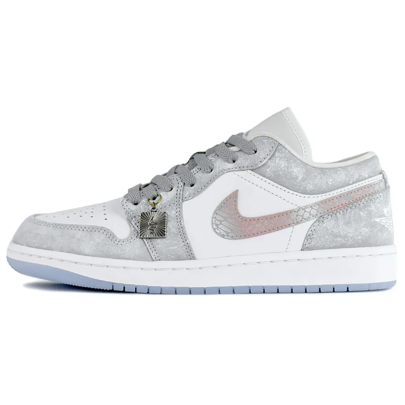 Jordan Air Jordan 1 Gray Starlight Whisper Slip Resistant Abrasion Resistant Low top Vintage Basketball Shoes Women's