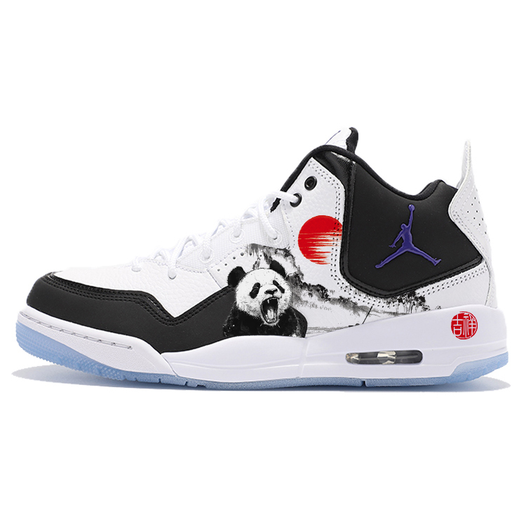 Jordan Courtside 23 Cushioning Slip Resistant Abrasion Resistant Mid top Vintage Basketball Shoes Unisex Black White