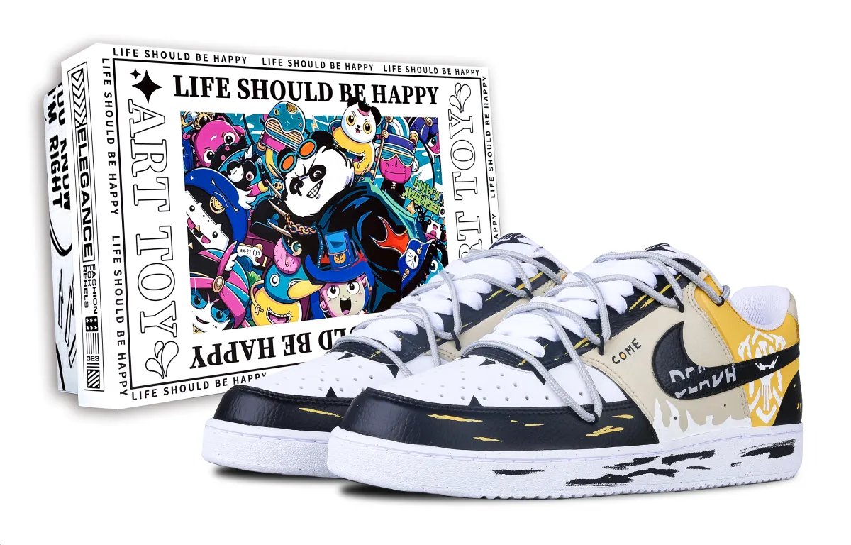 Nike Court Vision 1 Pale Yellow Skeleton Shadow Synthetic Leather Slip Resistant Cushioning Low top Skateboard Shoes