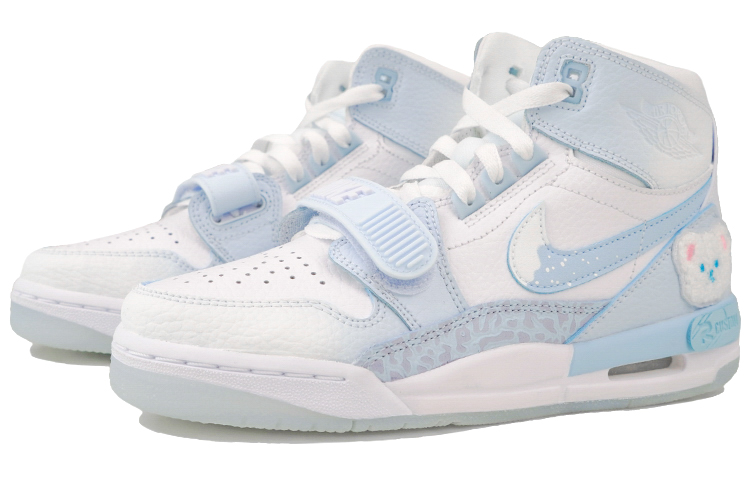 Jordan Legacy 312 RISK Snow Peak Bear Box Cushioning, Wear Resistant Mid top Vintage Basketball Shoes GS Sea Salt Blue