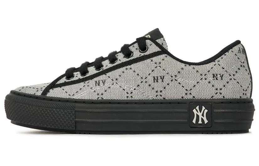 MLB Playball Comfortable Slip Resistant Abrasion Resistant Low top Canvas Shoes Women's Gray Black
