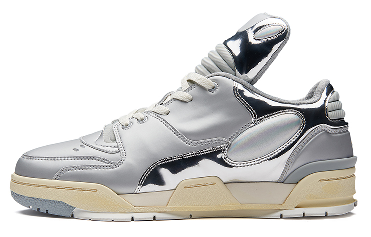 EQLZ EQUALIZER 1980 Slip Resistant Abrasion Resistant Low top Vintage Basketball Shoes Unisex Liquid Silver