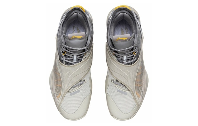 Li Ning Cicada Wing Abrasion Resistant Breathable Mid top Basketball Shoes Men’s Yellow Gray