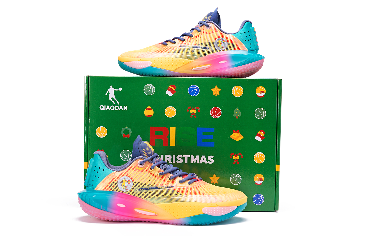 QIAODAN Thorn RISE Cushioning Abrasion Resistant Cushioning, Wear Resistant Low top Basketball Shoes Men’s Yellow Blue