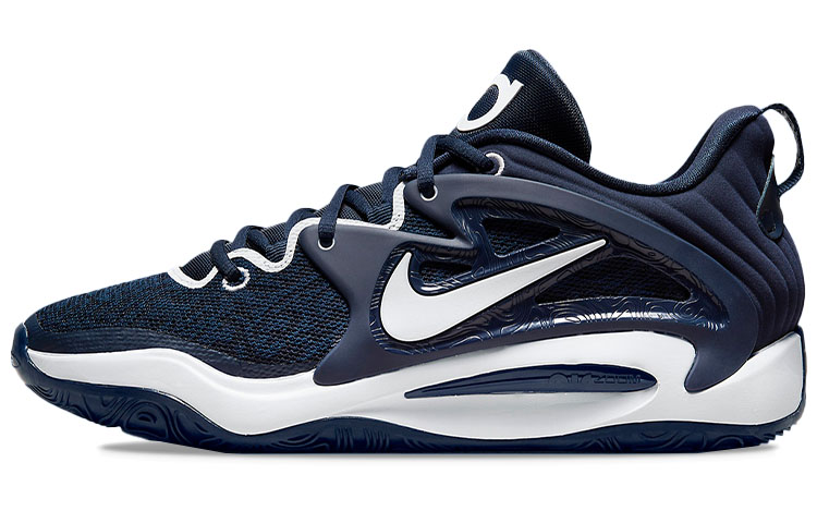 Nike KD 15 \"Midnight Navy\" Durant 15 round toe lace-up, shock-absorbing, non-slip, wear-resistant, wrapping support, low-cut basketball shoes, men's blue and white