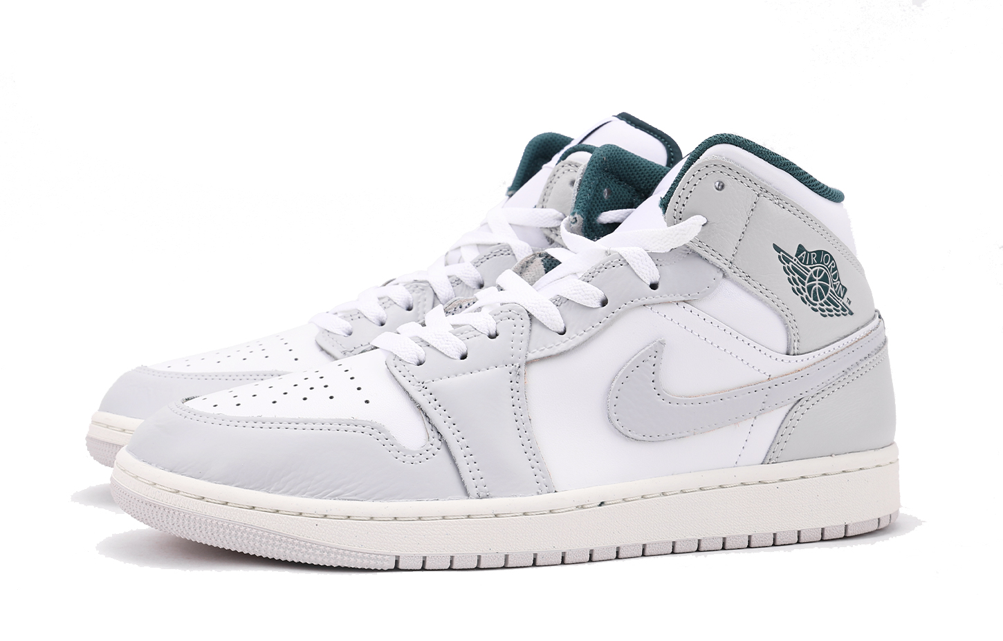 Jordan Air Jordan 1 Slip Resistant Coverage Mid top Vintage Basketball Shoes Unisex Gray White