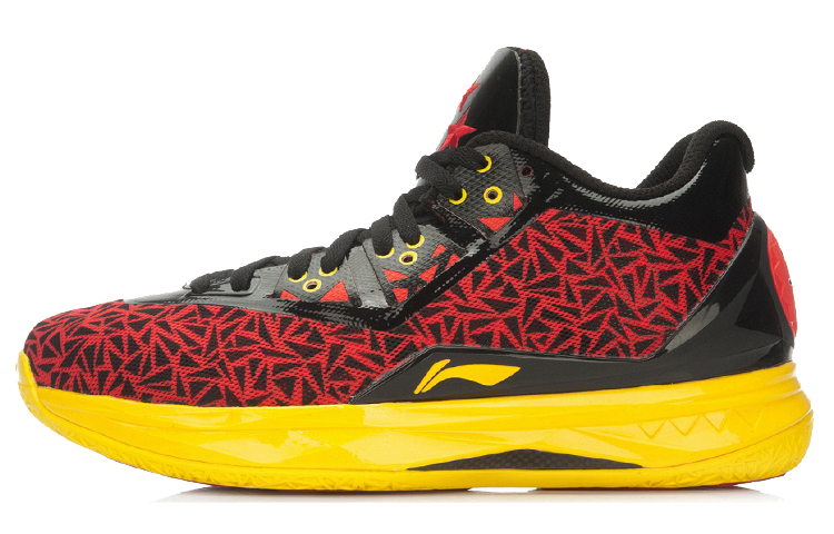 Li Ning WOW 4 Basketball Shoes Unisex Mid Top Red/Black/Yellow
