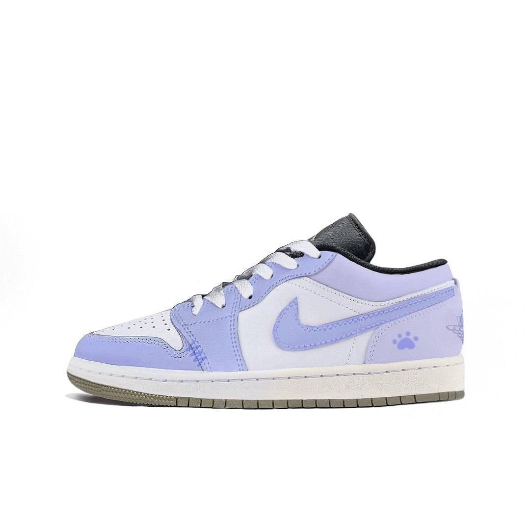 Jordan Air Jordan 1 Taro Paste Ice Cream Abrasion Resistant Low top Vintage Basketball Shoes Unisex Purple