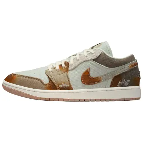 Jordan Air Jordan 1 Cushioning Low top Vintage Basketball Shoes Men's Blue Brown