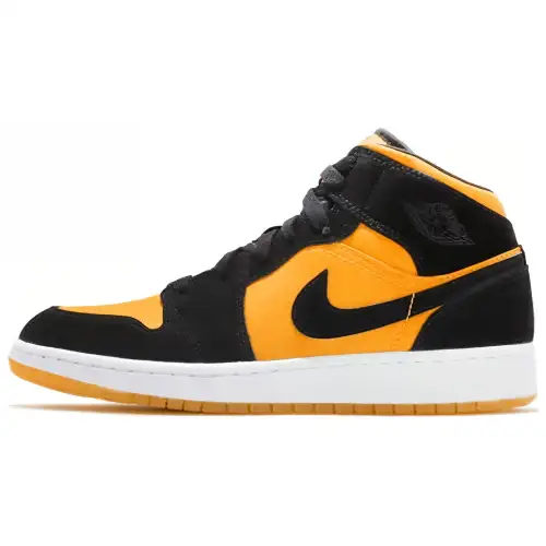 Jordan Air Jordan 1 Mid leather new love versatile shock-absorbing lightweight mid-top retro basketball shoes women's black and yellow 2019 version