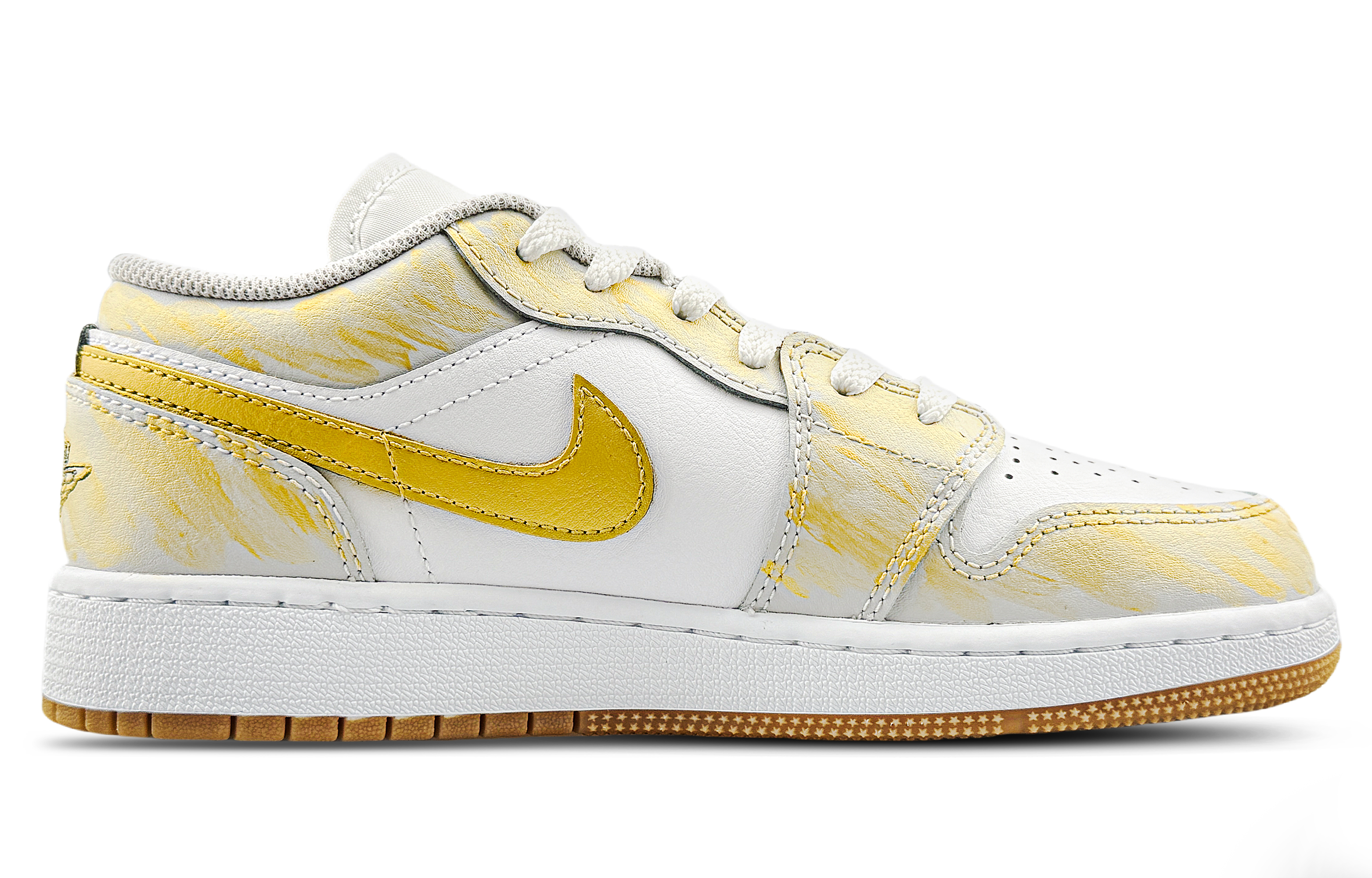 Jordan Air Jordan 1 Abrasion Resistant Low top Vintage Basketball Shoes Unisex Gold