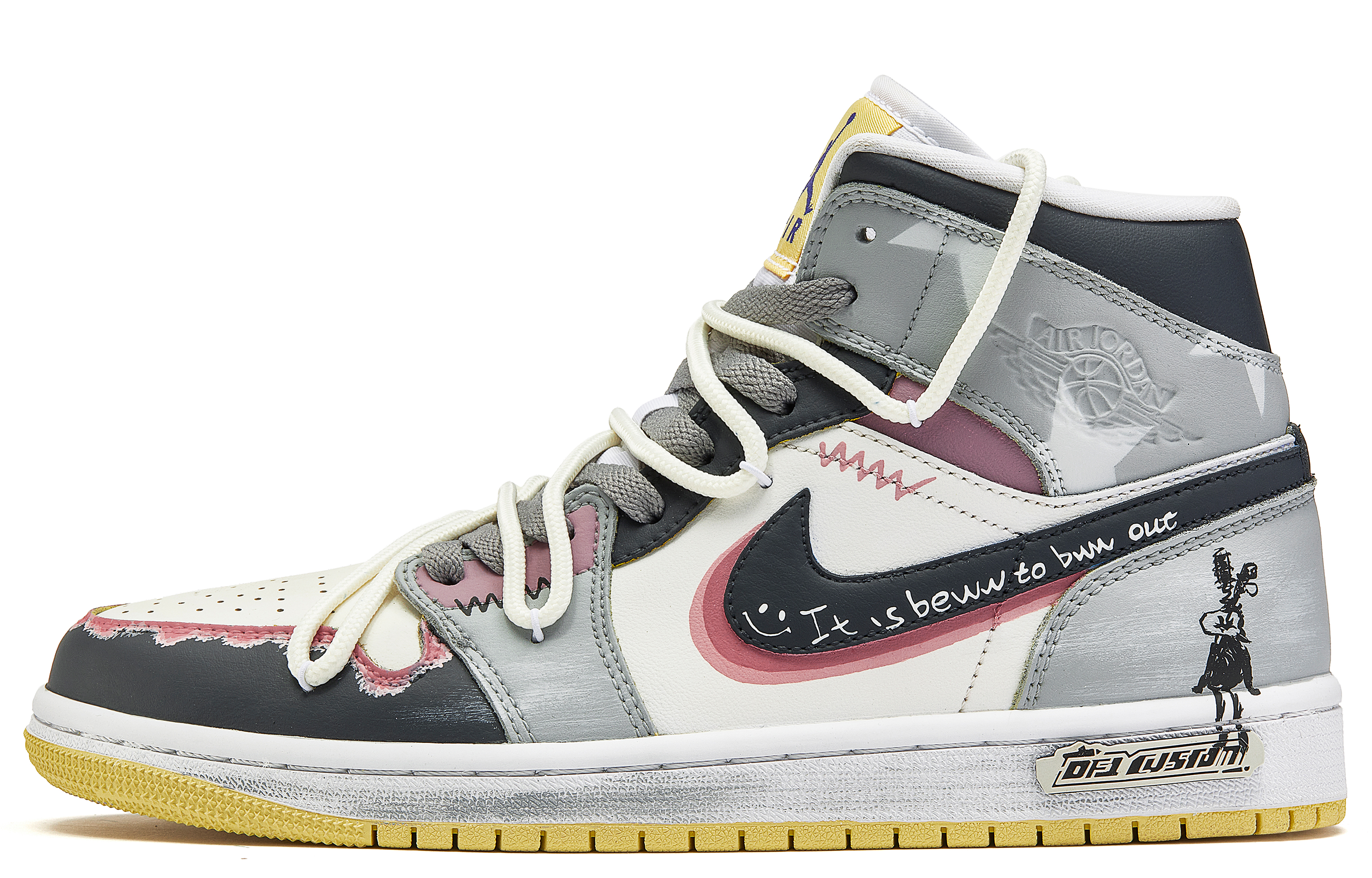 Jordan Air Jordan 1 Vintage Basketball Shoes Women's High Top Gray/White/Black