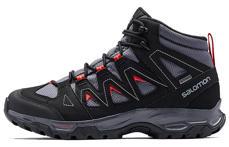 SALOMON Cushioning Slip Resistant Abrasion Resistant Mid top Mountaineering Hiking Shoes Men’s Ebony