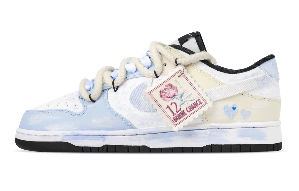 Nike Dunk Maris Sal Lime Abrasion Resistant Low top Skateboard Shoes Unisex Blue White