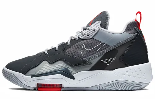 Jordan Zoom 92 round toe lace-up mesh synthetic leather shock-absorbing anti-slip mid-top practical basketball shoes men's black and white