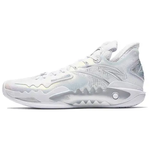 Anta Shock Wave 5 Low top Midfoot Carbon Plate Basketball Shoes Men's Silver White