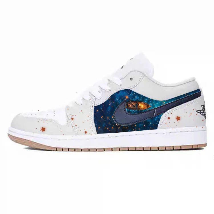 Jordan Air Jordan 1 Romantic Fireflies Cushioning Slip Resistant Low top Vintage Basketball Shoes Unisex White