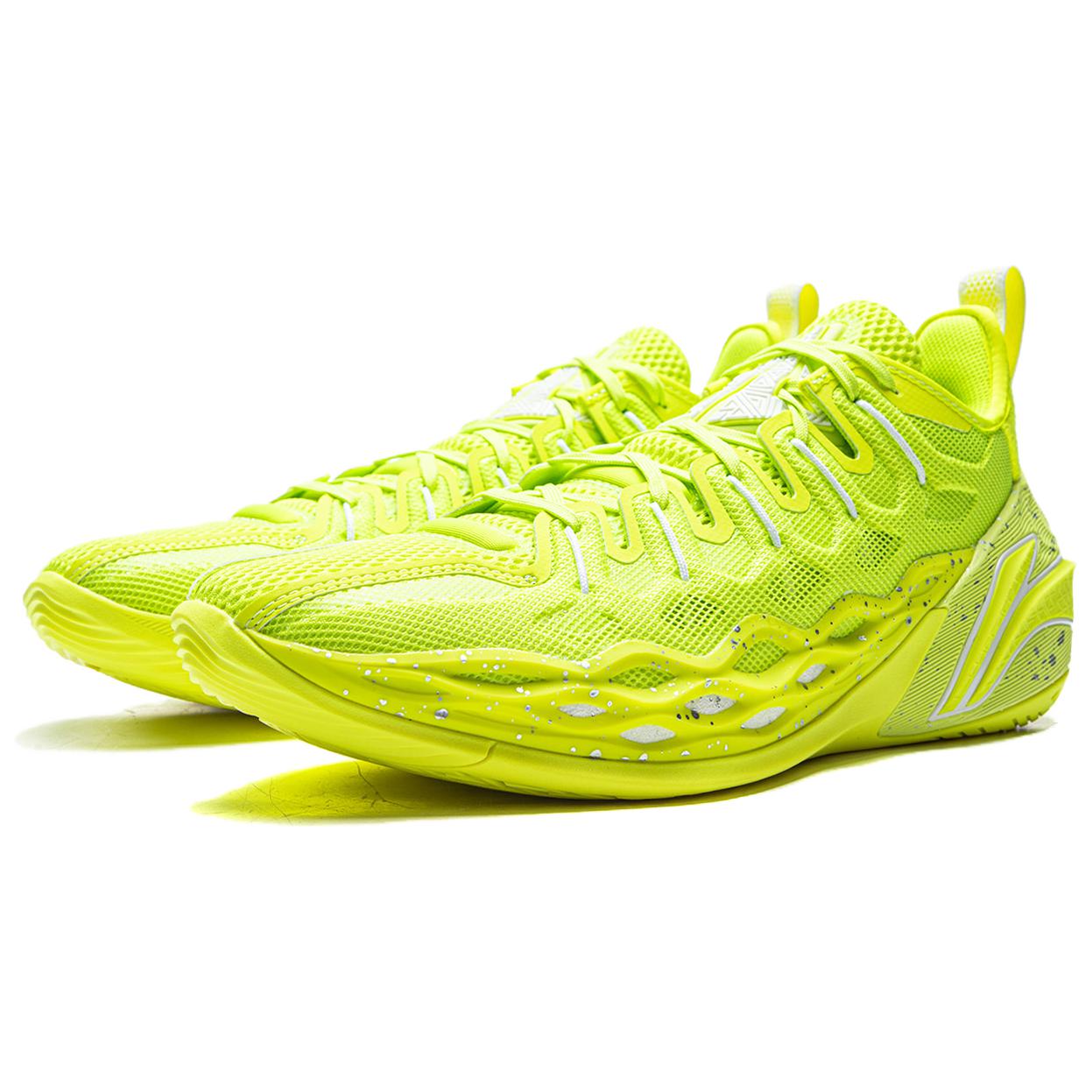 Li Ning Buckets Basketball Shoes Men’s Low Top Fluorescent Alpha Hydroxy Acids Green