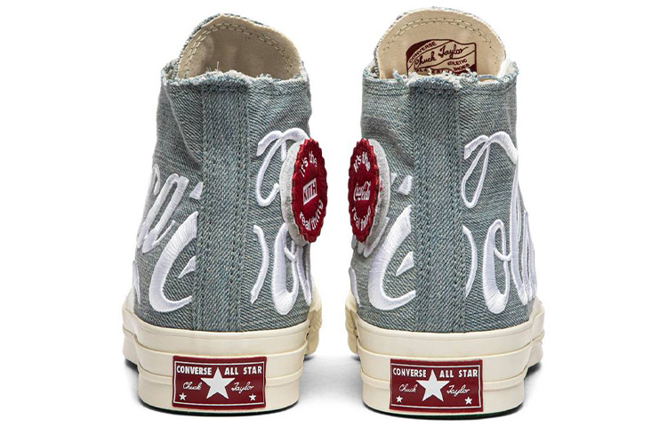 Кеды Converse x Coca-Cola/ Chuck Taylor All Star 70 Hi Kith (сине-белые) — Синийсерый / белый — фото 4