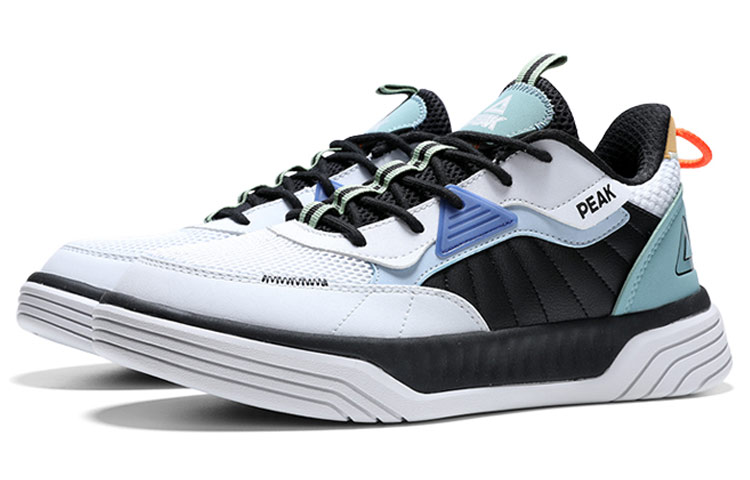 PEAK Fabric Slip Resistant Abrasion Resistant Mid top Basketball Shoes Men’s White Black