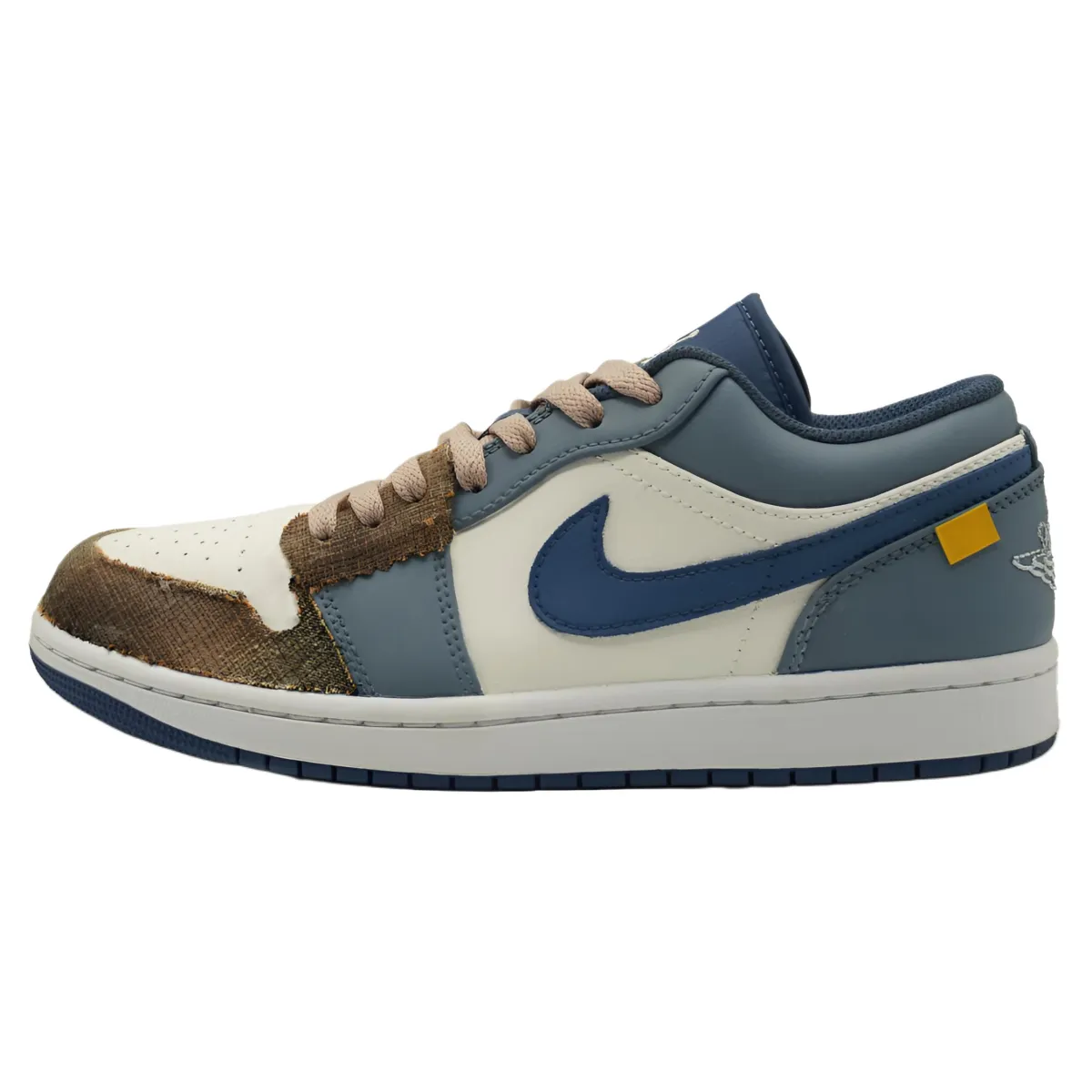 Jordan Air Jordan 1 Leather Abrasion Resistant Low top Vintage Basketball Shoes Men's Wheat Blue
