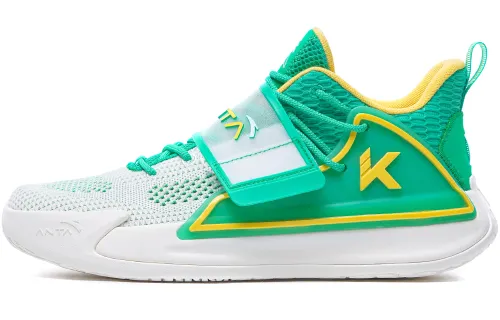 Anta Shuishui 2 Thompson KT Comfortable and versatile Mesh Synthetic Leather Shock Absorbing, Anti-slip, Wear-resistant, Breathable Wrap Support Low Top Basketball Shoes Men's White and Green