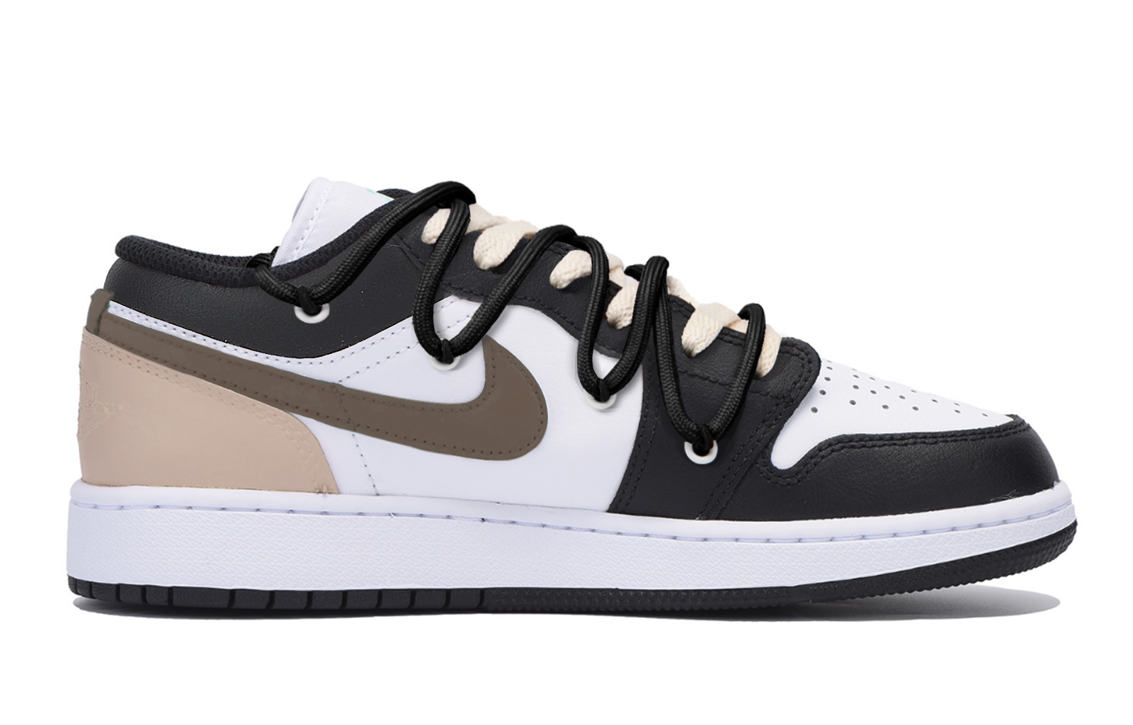 Jordan Air Jordan 1 Slip Resistant Abrasion Resistant Low top Vintage Basketball Shoes Men’s Black White Brown