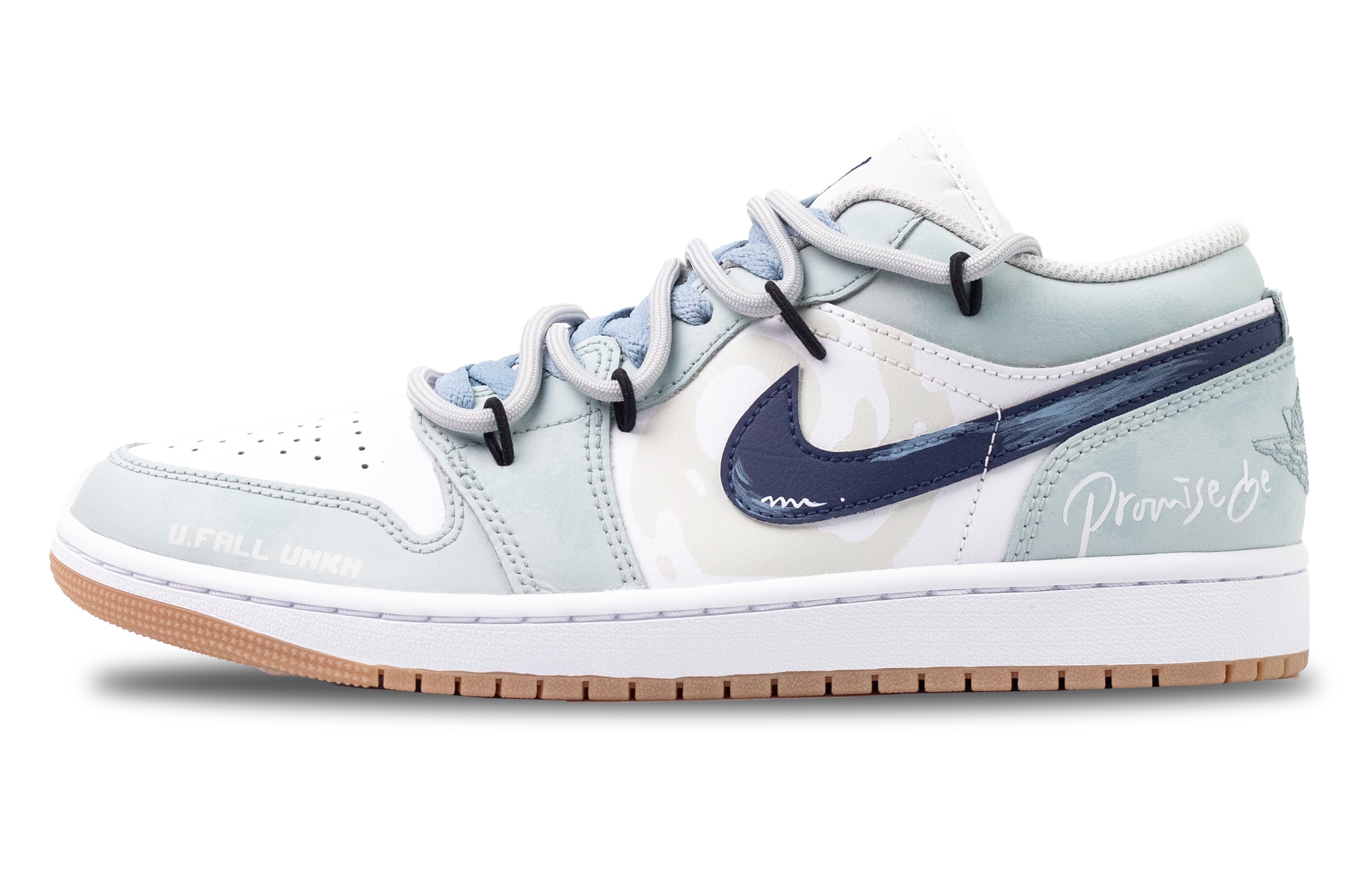 Jordan Air Jordan 1 Maris Sal Track Abrasion Resistant Balance Low top Vintage Basketball Shoes Men's White Blue
