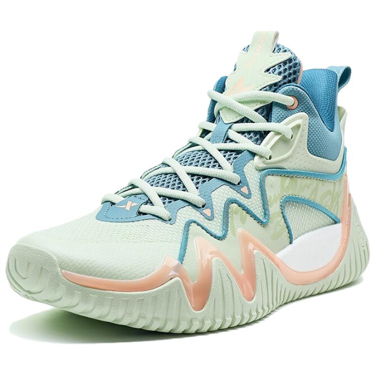 XTEP Slip Resistant Abrasion Resistant Mid top Basketball Shoes Men’s Green Blue