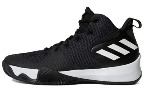 Adidas Explosive Flash Comfortable and Versatile Shock Absorbing Anti-Slip High Top Basketball Shoes Men's Black and White