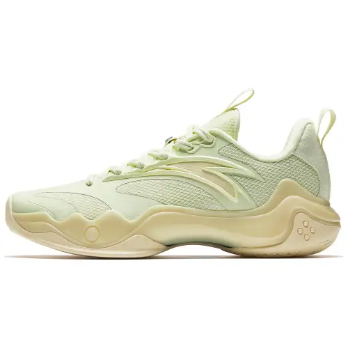 Anta Shock Wave 4 Slip Resistant, Abrasion Resistant, Breathable Low top Basketball Shoes Men's Green Yellow