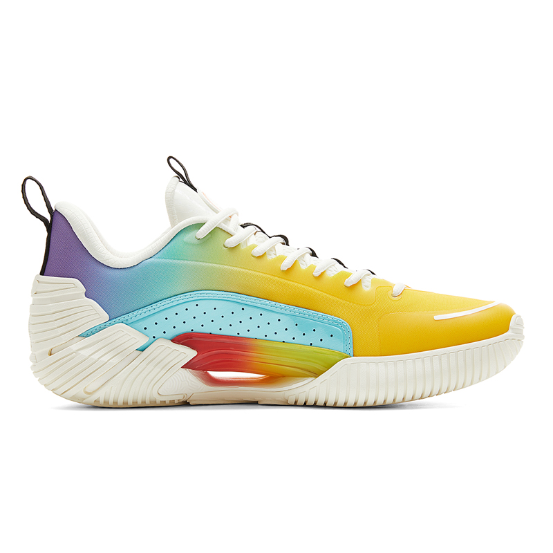 PEAK State Pole Cushioning Slip Resistant Abrasion Resistant Low top Basketball Shoes Men’s Yellow Blue Mismatched