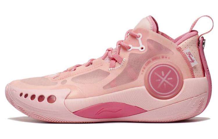 LiNing Wade Phantom 3 Fabric Synthetic Leather Shock Absorbing Anti-Slip Wear Resistant Mid-top Basketball Shoes Men's Salt Pink