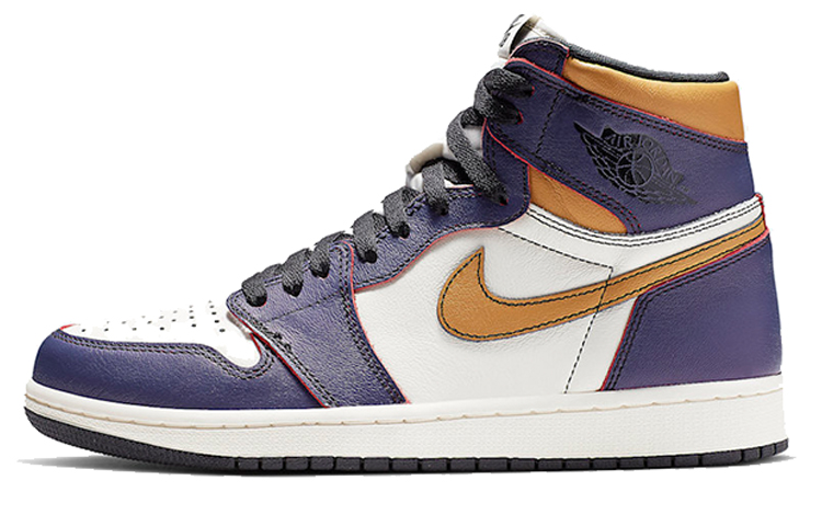 Nike x Jordan Air Jordan 1 Retro High Court Purple Lakers scratch-off OG model cool versatile high-top retro basketball shoes men and women same style purple gold