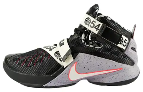 Nike Zoom soldier 9 LMTD Quai 54 round toe Velcro mid-top practical basketball shoes men's black
